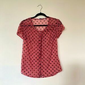 Reitmans Pink Buttoned Blouse with Peter Pan Collar